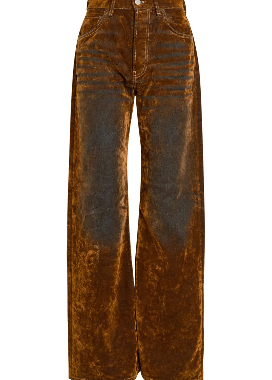 Burnout straight-leg canvas trousers