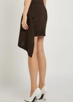 Buttoned-panel fine-knit mini skirt