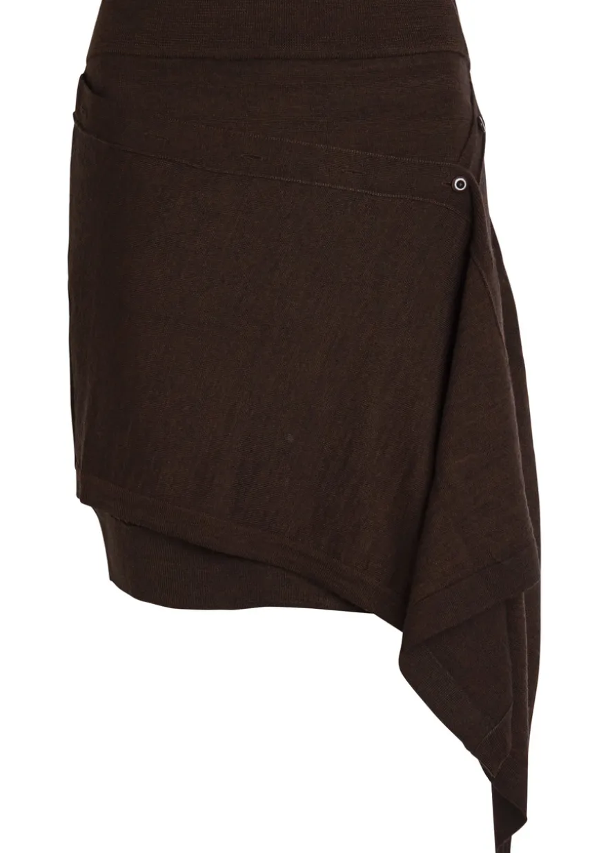 Buttoned-panel fine-knit mini skirt