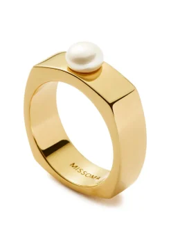 Button Pearl 18kt gold vermeil ring