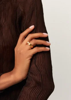 Button Pearl 18kt gold vermeil ring