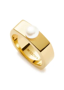 Button Pearl 18kt gold vermeil ring