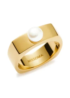 Button Pearl 18kt gold vermeil ring