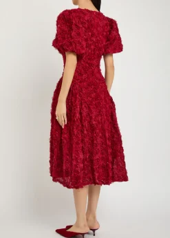Cabaret floral-appliquéd tulle midi dress