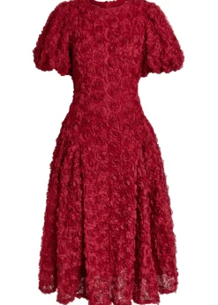 Cabaret floral-appliquéd tulle midi dress