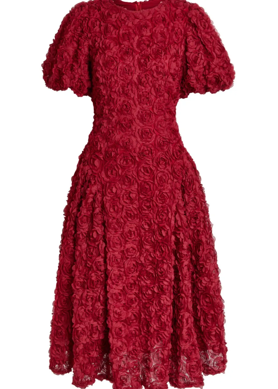 Cabaret floral-appliquéd tulle midi dress