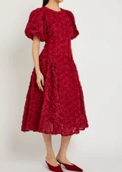 Cabaret floral-appliquéd tulle midi dress