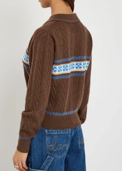 Cable Collegiate patterned wool and cashmere-blend polo shirt