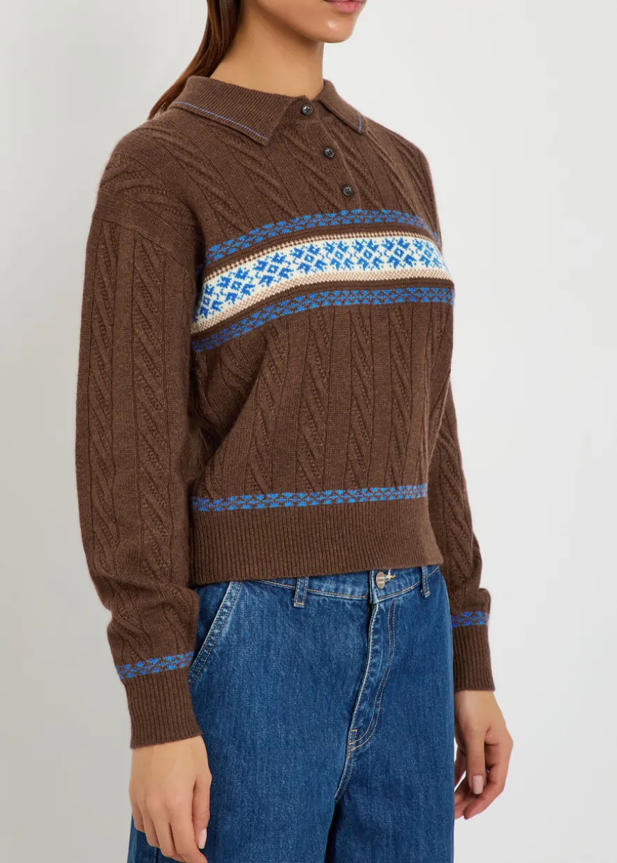 Cable Collegiate patterned wool and cashmere-blend polo shirt