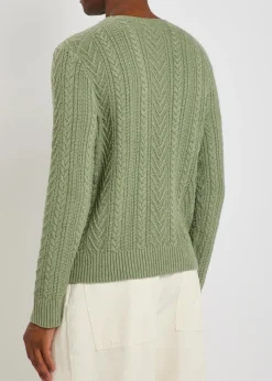 Cable-knit cotton and linen-blend jumper