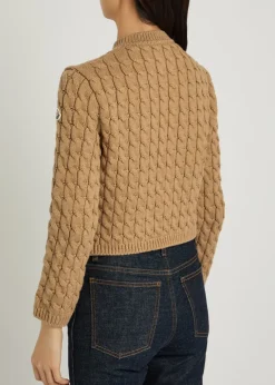 Cable-knit cotton-blend cardigan