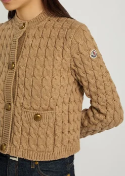 Cable-knit cotton-blend cardigan