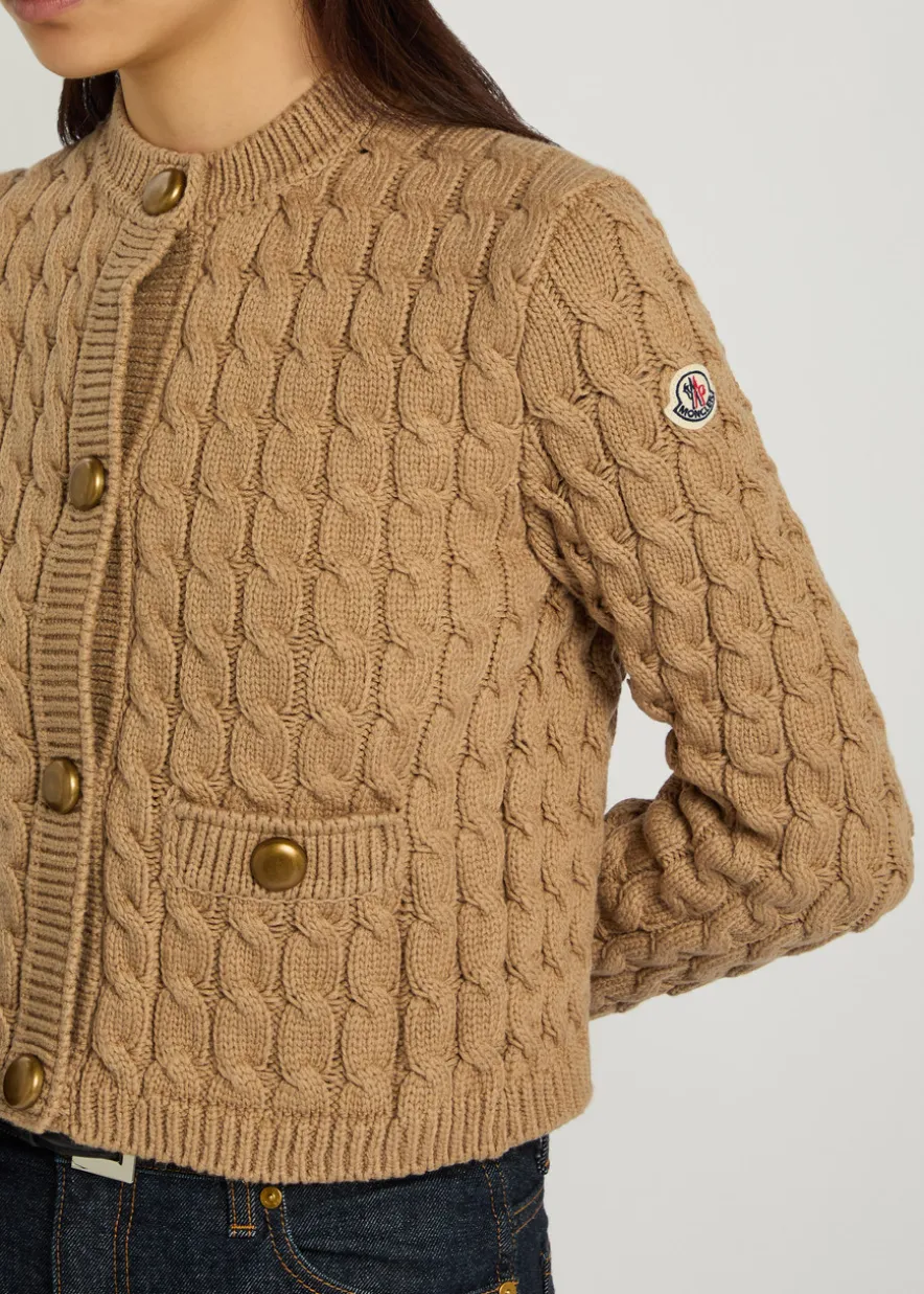 Cable-knit cotton-blend cardigan