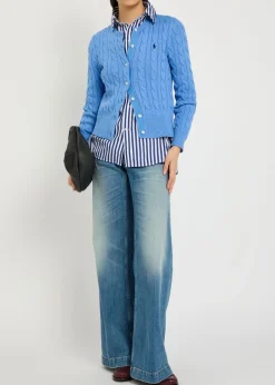Cable-knit cotton cardigan