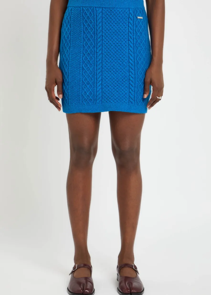 Cable-knit mini skirt