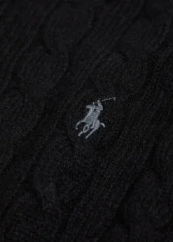 Cable-knit wool and cashmere-blend polo jumper