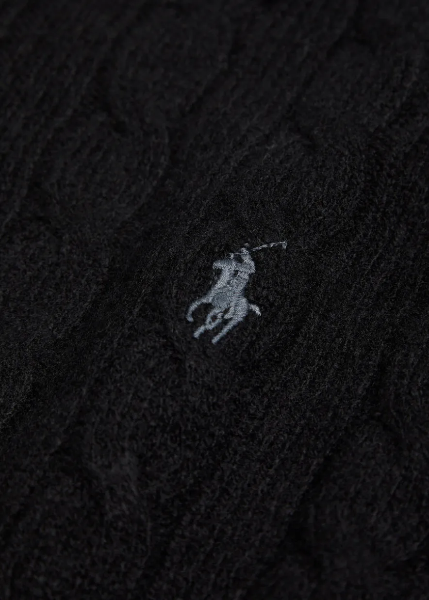 Cable-knit wool and cashmere-blend polo jumper