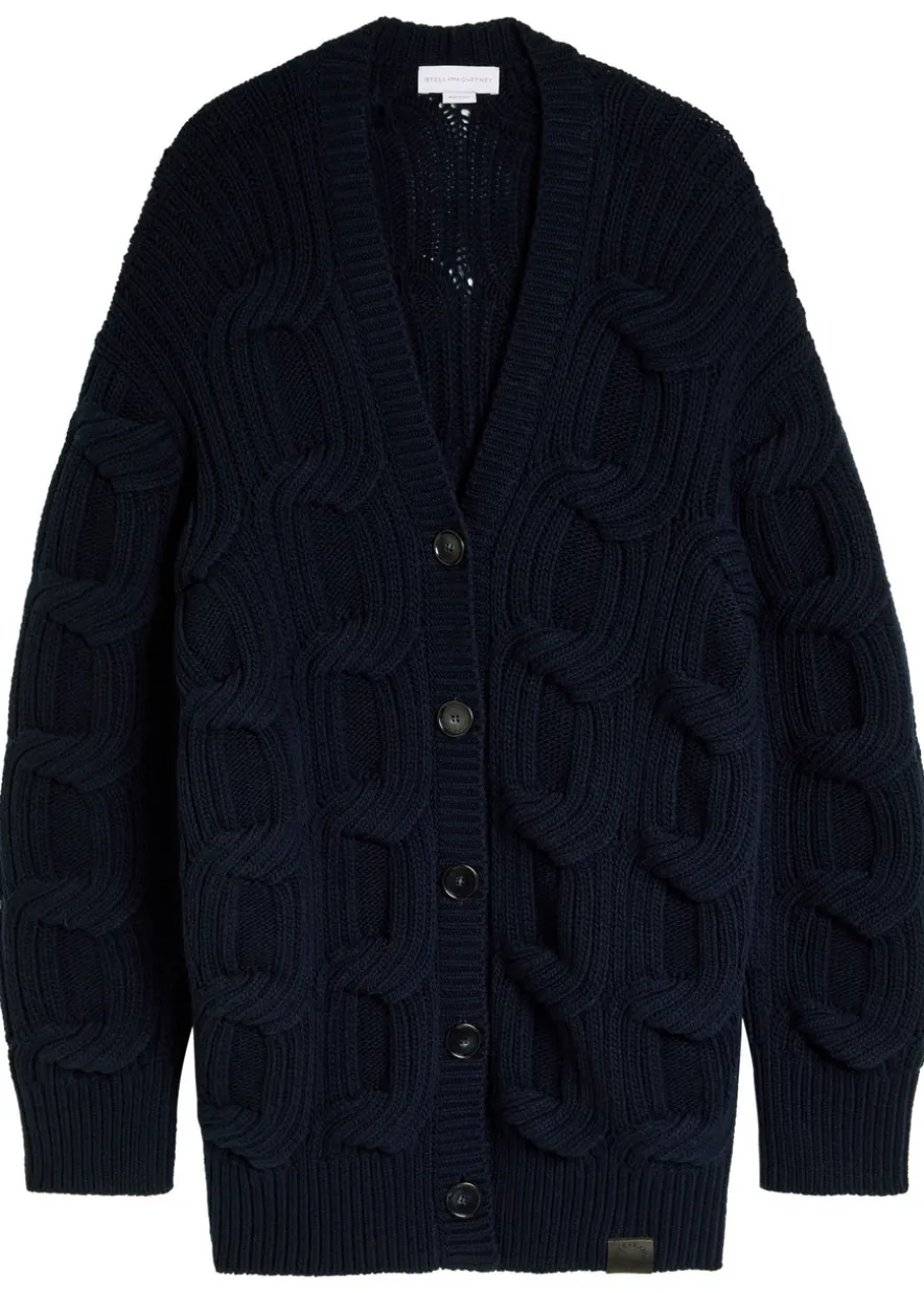 Cable-knit wool cardigan