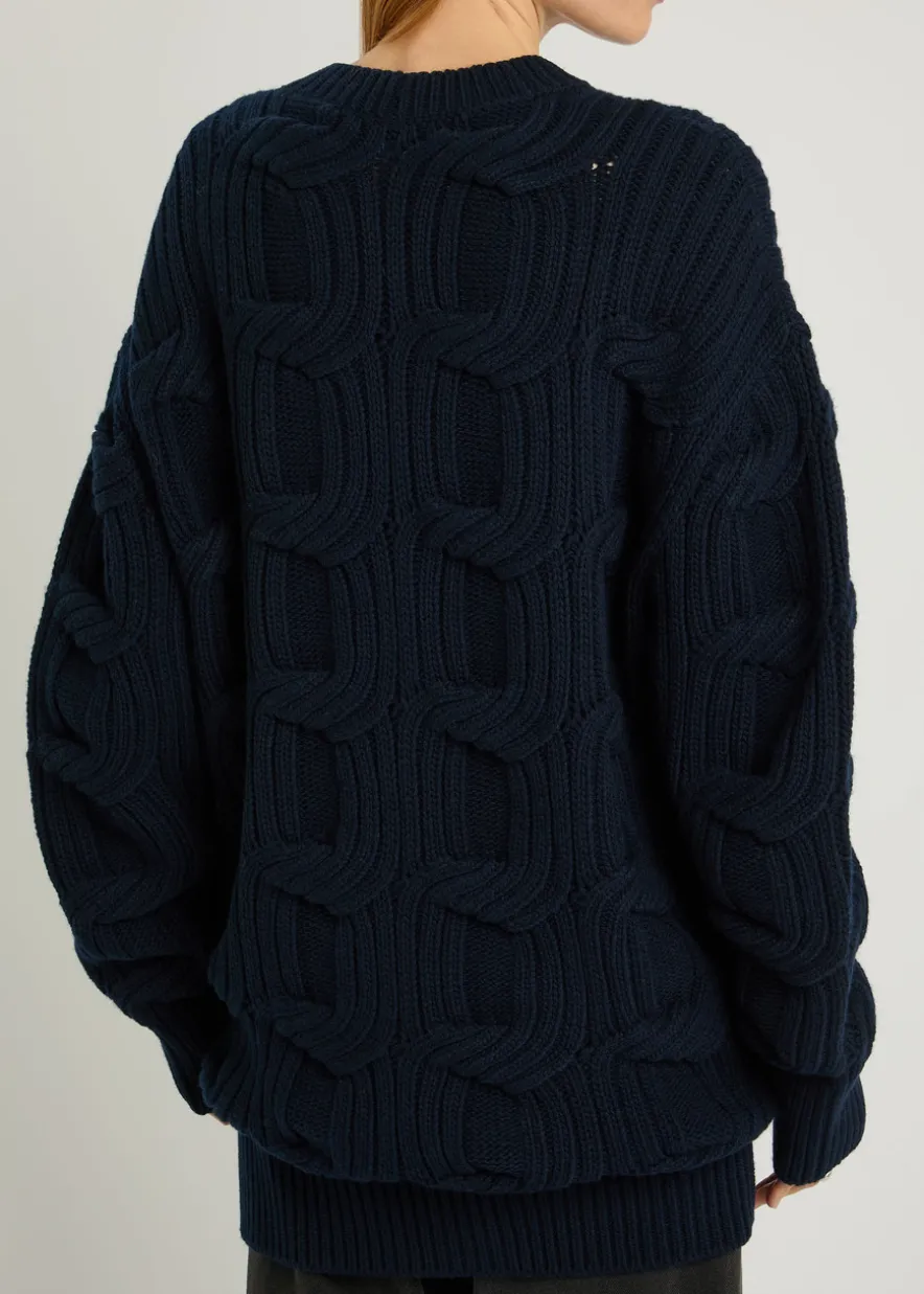 Cable-knit wool cardigan