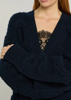 Cable-knit wool cardigan
