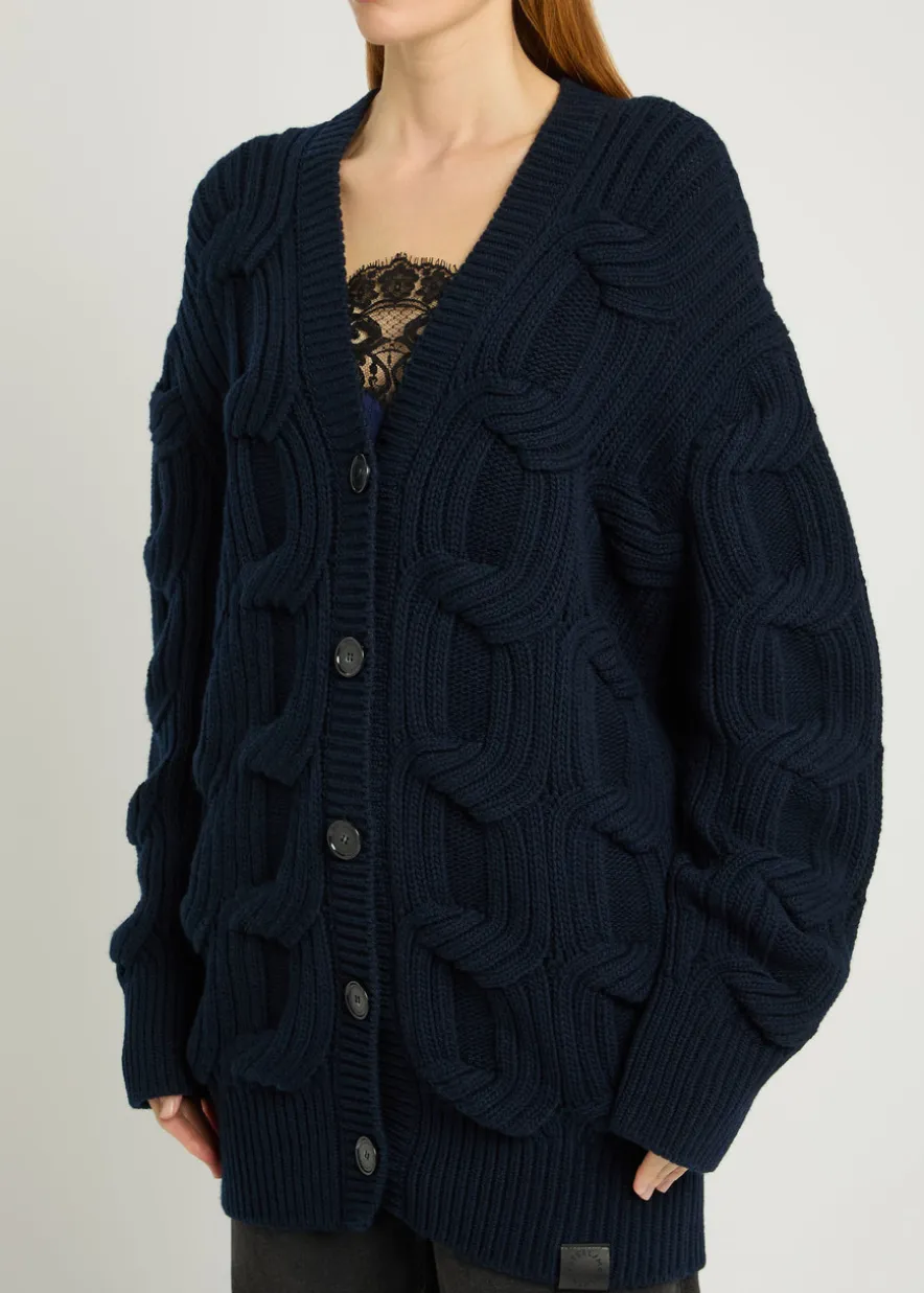 Cable-knit wool cardigan