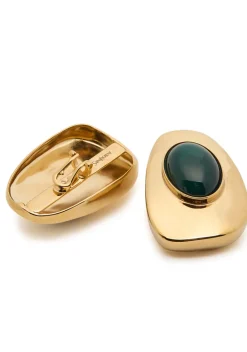 Cabochon clip-on stud earrings