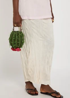 Cactus raffia and leather cross-body bag