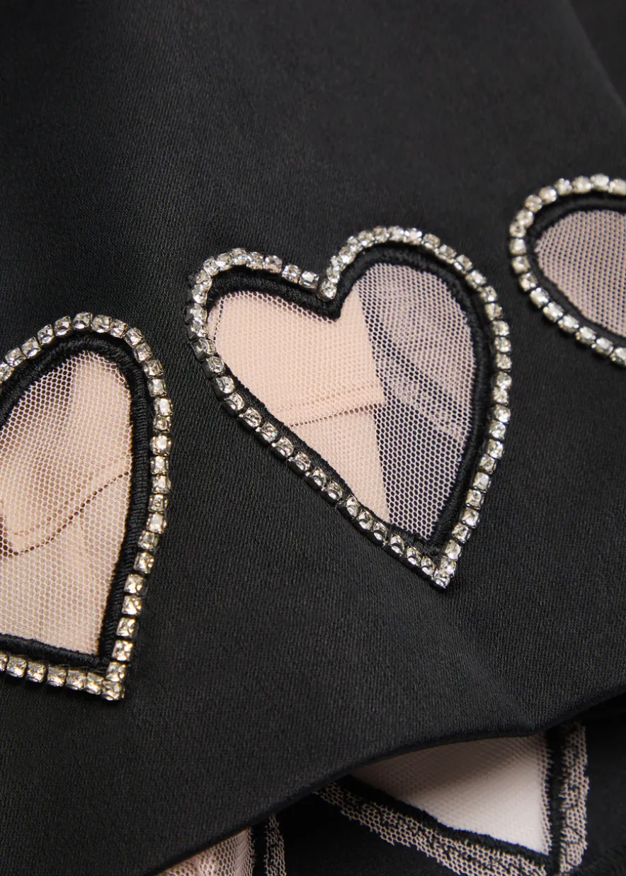 Cade heart embellished satin mini dress
