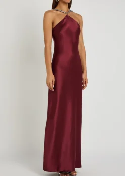 Cadence embellished satin maxi dress