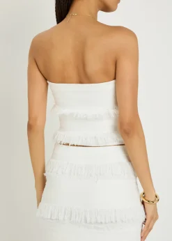 Cairo fringed strapless knit top