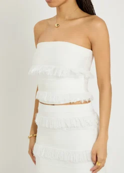 Cairo fringed strapless knit top