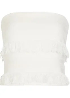 Cairo fringed strapless knit top