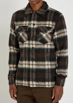 Caldera plaid brushed wool-blend overshirt