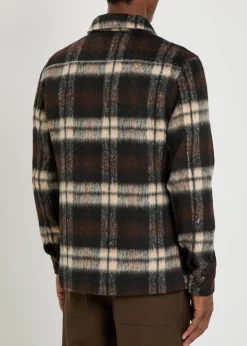 Caldera plaid brushed wool-blend overshirt
