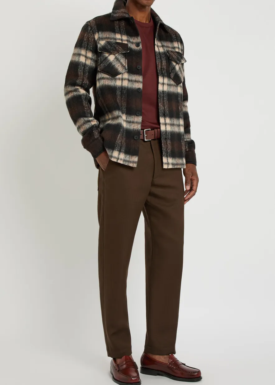Caldera plaid brushed wool-blend overshirt