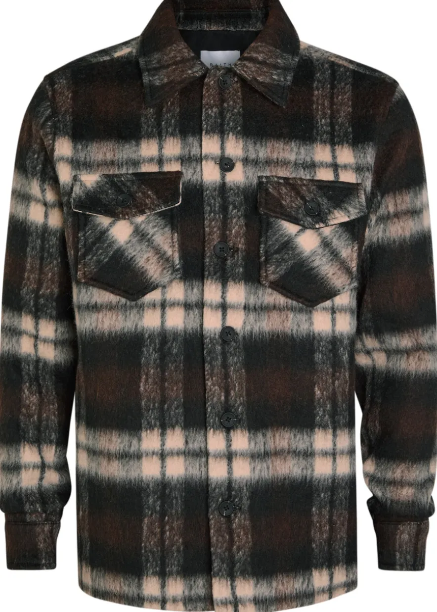 Caldera plaid brushed wool-blend overshirt