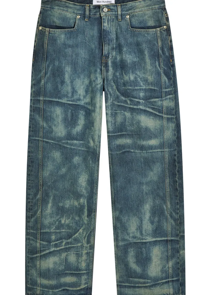Cale faded relaxed straight-leg denim jeans
