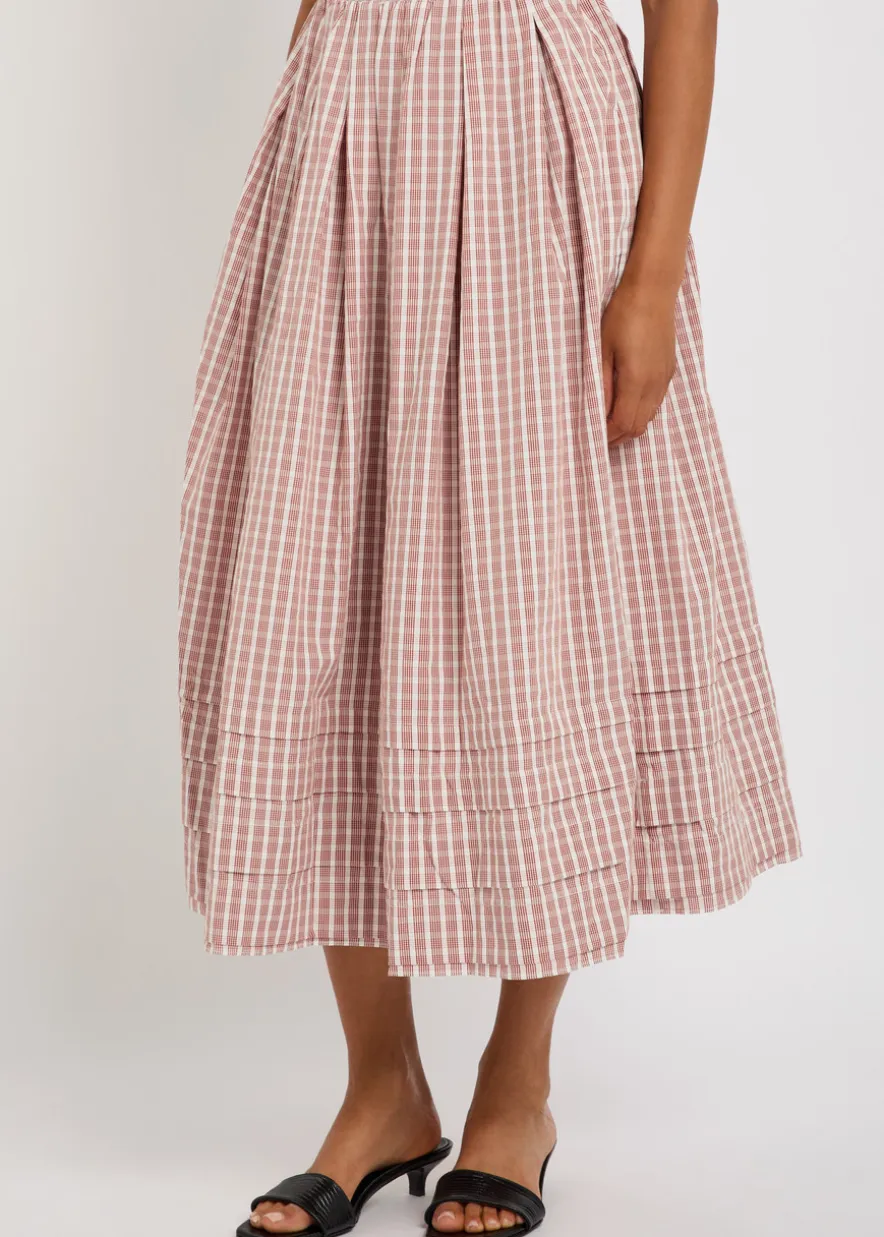 Cales checked cotton midi skirt