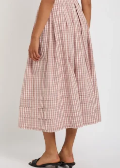 Cales checked cotton midi skirt