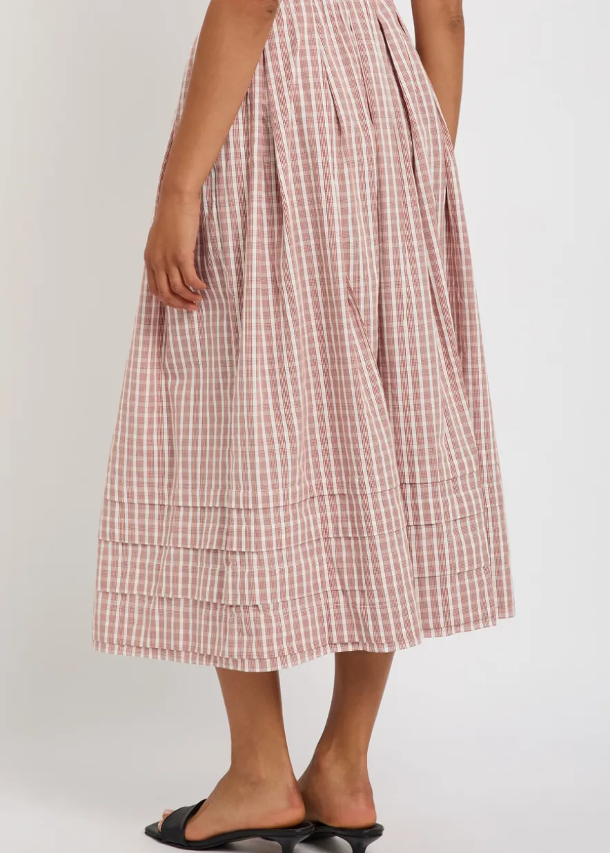 Cales checked cotton midi skirt