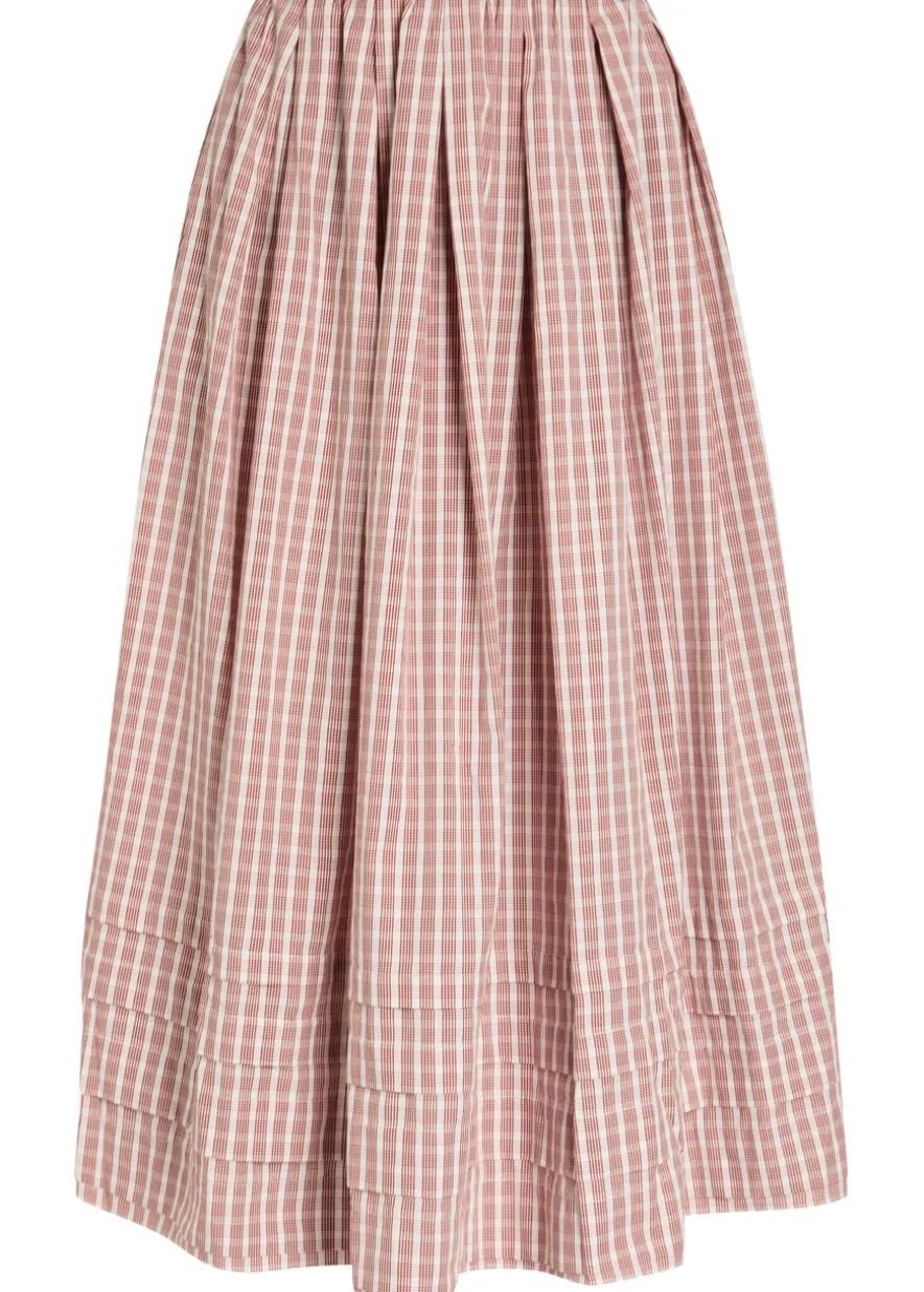 Cales checked cotton midi skirt