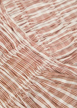 Cales checked shirred cotton-poplin top