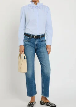 Calista ruffle cotton blouse