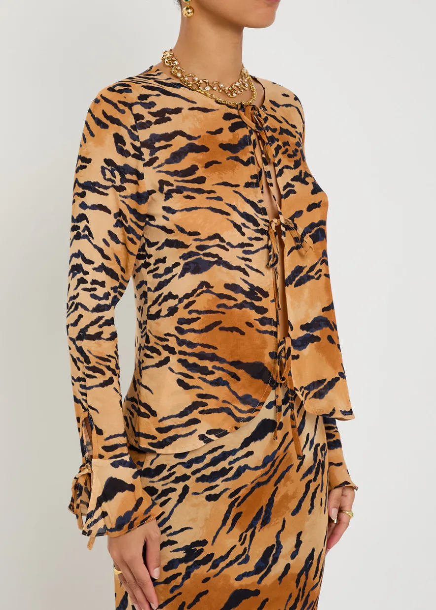Cali tiger-print chiffon top