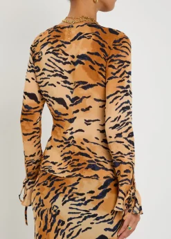 Cali tiger-print chiffon top