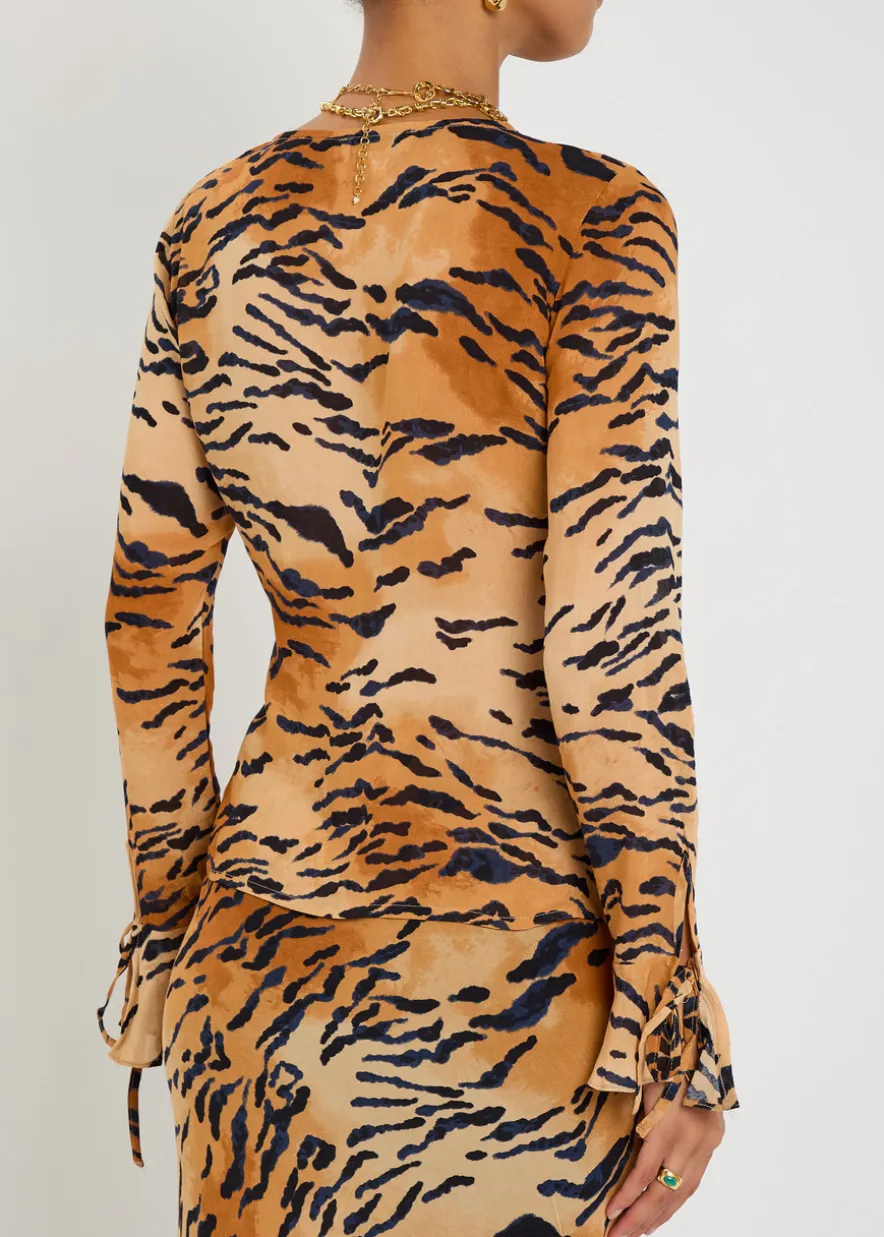 Cali tiger-print chiffon top