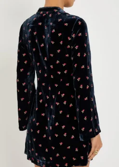 Calla floral-embroidered velvet mini dress