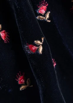 Calla floral-embroidered velvet mini dress