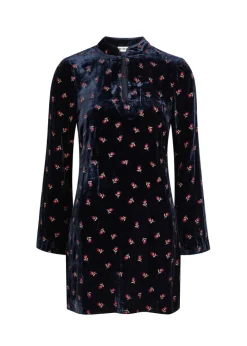 Calla floral-embroidered velvet mini dress