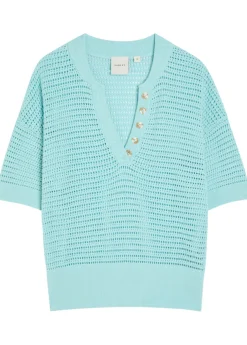 Callie open-knit cotton polo top